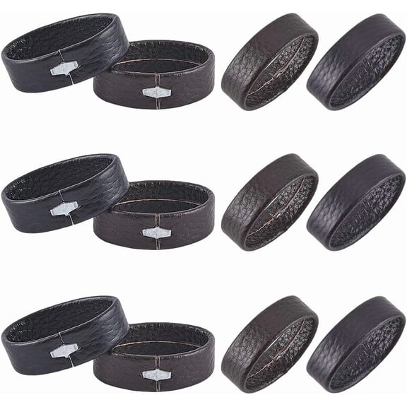 12Pcs Cowhide Leather Loop Belt Keeper Black Brown Genuine Leather Replacement Belt Ring End Strap Organizer Fixing Holder Buckle Stays Retainer Band