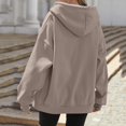 thumbnail image 5 of WTOBBY Women's Fleece Lined Full Zip Hooded Cardigan, Fashionable Loose Fit Casual Sweatshirt with Long Sleeve, Warm Winter Cozy Outerwear for Everyday,Light Brown L, 5 of 5