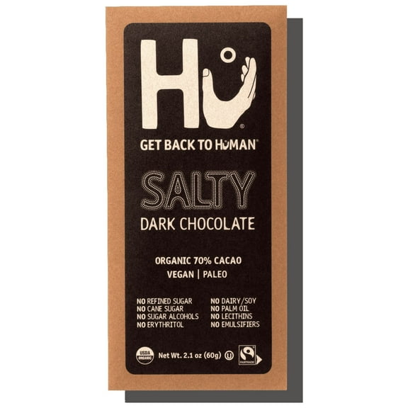 (12 Pack) Hu Organic 70% Cacao Salty Dark Chocolate Bar, 2.1 oz