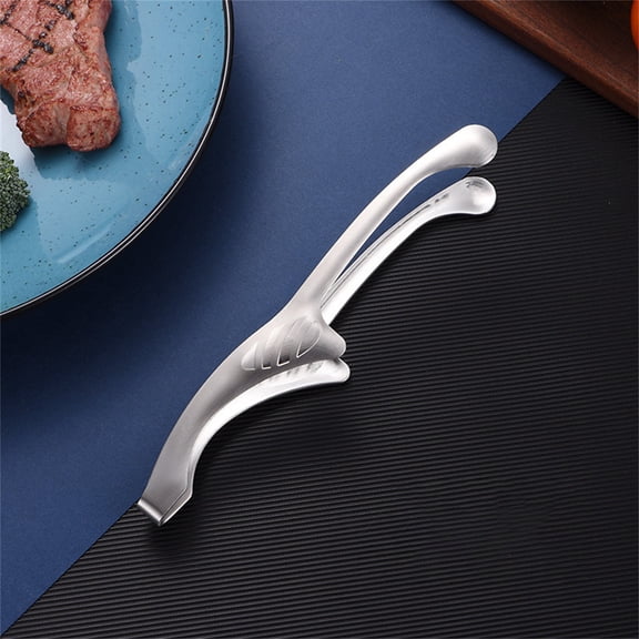SouMaox Stainless Steel Sausage Tongs, Rotating Grill Pliers BBQ Meat Clip, Turning Tool for Backyard Barbecue Parties