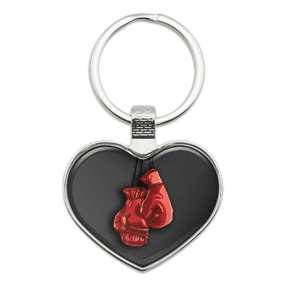Red Boxing Gloves Boxer Heart Love Metal Keychain Key Chain Ring