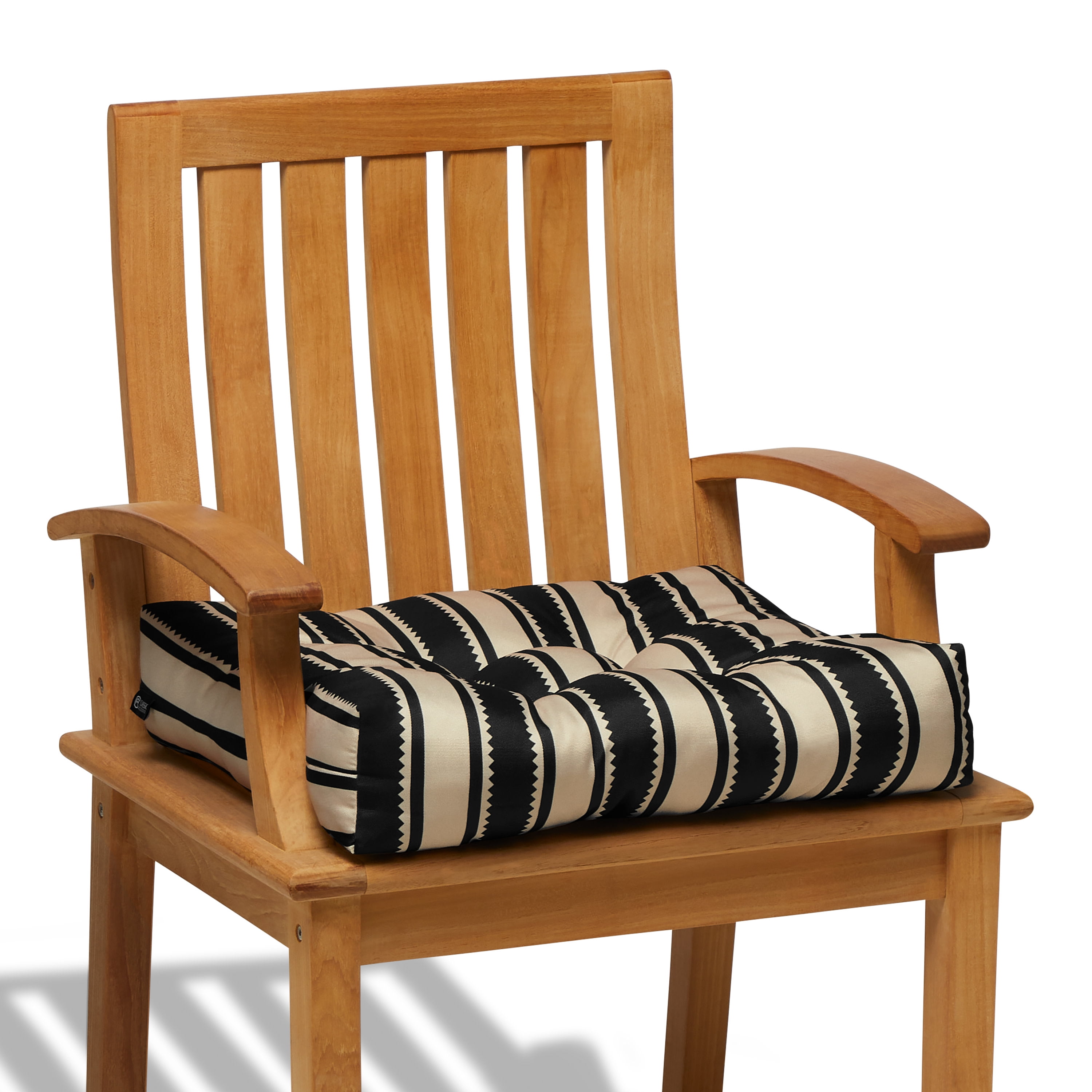 Classic Accessories Water-Resistant Square Patio Seat Cushions, 19 x 19 x 5 Inch, 2 Pack, Black Sedona Stripe