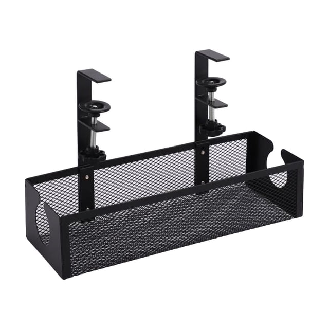Organizador de cables debajo del escritorio, caja de bandeja de cables sin taladro, 34x12,5x20cm, ahorro de espacio con abrazadera para el hogar y la perfke Bandeja de almacenamiento de archivos