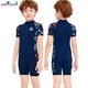 thumbnail image 4 of Buceo vela chico traje de neopreno corto niños traje de baño manga corta pantalones de una sola piezas redondo cuello snorkel traje de baño para surfear natación buceo azul marino s Methold OD003669-05, 4 of 7