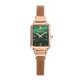 thumbnail image 4 of Reloj cuadrado de cuarzo para mujer y niña, pulsera con correa magnética, esfera verde, malla de oro rosa, relojes de lujo, 4 of 4