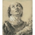 thumbnail image 2 of Giovanni Battista Piazzetta 12x14 Black Ornate Wood Framed Double Matted Museum Art Print Titled: Saint Stephen (1730S-1740s), 2 of 5