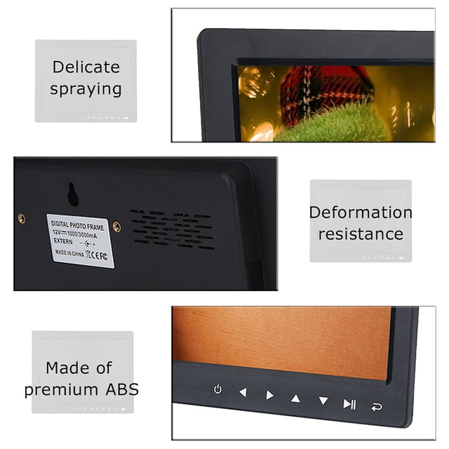 15in HD Screen Touch Button Digital Photo Frame Alarm Clock MP3 MP4 Movie Player, Large High Resolution Screen, Multiple Utility Functions, Built in Speaker, Black,White