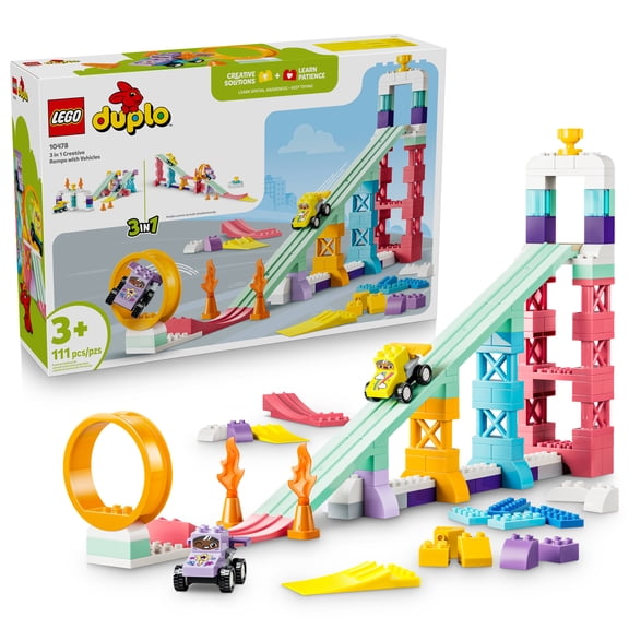 LEGO DUPLO Town 3 in 1 Creative Ramps with Vehicles - Building Toy for Boys & Girls, Ages 3 - Fine Motor Toy for Toddlers - Gift for Birthdays - 10478