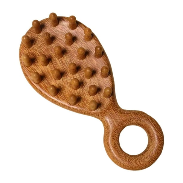Herramienta de madera para masaje del cuero cabelludo con meridianos, peine de madera ancho y compacto de bolsillo para peinar el cabello, peine de