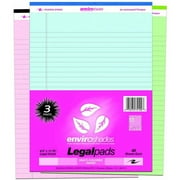 Roaring Spring Enviroshades Recycled Legal Pad, 8.5" x 11.75", Assorted Colors, 3pk