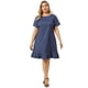 thumbnail image 3 of Plus Size Denim Dresses for Women Ruffle Hem Summer Casual Short  Sleeve Chambray Dress Blue 4X, 3 of 7