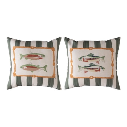 Gone Fishing Green Climaweave Pillow 18" x 18"
