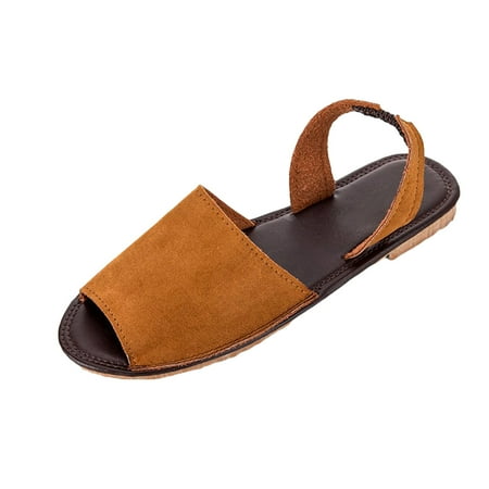 

Sandals for Women Slip On Fish Mouth Flat Sandals Non Slip Walking Shoes Slingback Elastic Strap Casual Sandals