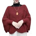 thumbnail image 1 of Bat Sleeve Knitted Shawl Women Winter Warm Pullover Irregular Hem, 1 of 5