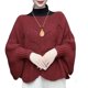 thumbnail image 1 of Mantón de punto con manga de murciélago, jersey de chal de punto cálido de invierno para mujer, mantón de suéter de punto con dobladillo irregular con mangas de murciélago, 1 of 1