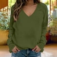 thumbnail image 2 of SETOOFF Womens Loose Fit Long Sleeve Shirts, Solid V Neck Raglan Pullover Sweatshirt Lightweight Tunic Tops for Dressy Casual Dailywear Fashion, 2 of 6