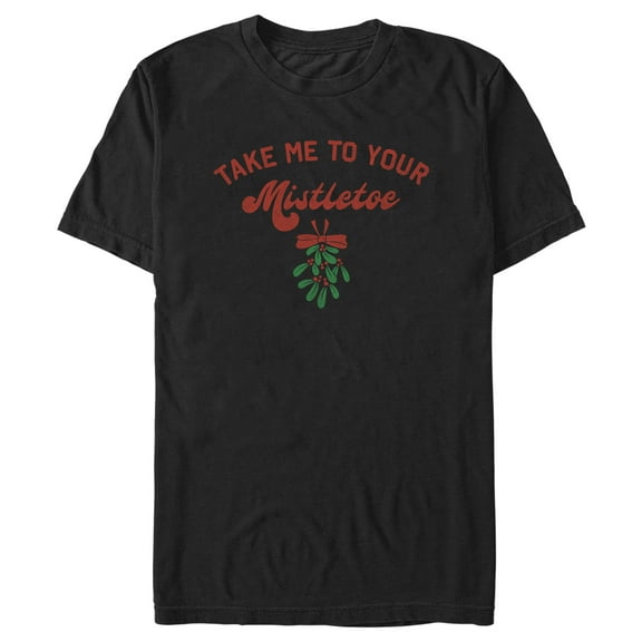 Men's Lost Gods Distressed Take Me to Your Mistletoe  Graphic Tee Black X Large