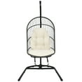 thumbnail image 5 of Costway Hanging Wicker Egg Chair w/ Stand Cushion Foldable Outdoor Indoor Beige, 5 of 10