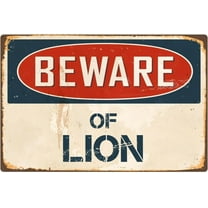 Beware Of Lion 8” x 12” Vintage Aluminum Retro Metal Sign VS255
