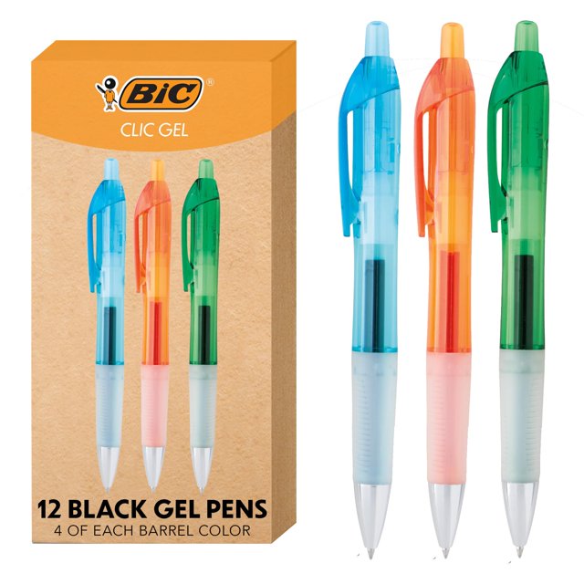 Boligrafos de gel BIC Intensity Clic punta media 0.7 mm retractiles paquete 12 unidades