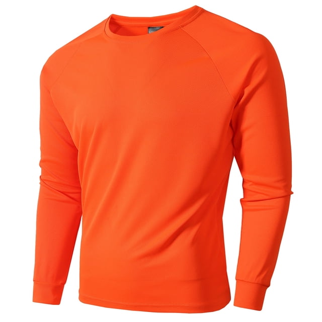T-Shirts pour Hommes Ajustés Col Rond en Maille Base Décontractée Manches Longues Orange Graphique Automne Taille TTTG