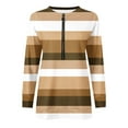 thumbnail image 4 of Babysbule Hoodless Sweatshirts for Women Ladies Fall Tops Long Sleeve Loose Pullover Shirt Dressy Casual Striped Crewneck Blouse, 4 of 5