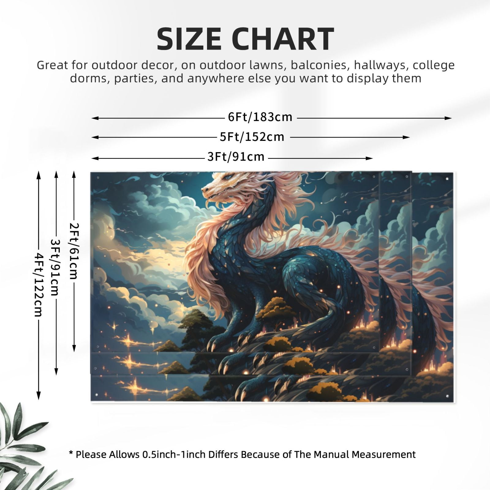 Dragon Sky Cool Art Four Hole Decorated Banner Flag for Garden Yard Home Decoration Indoor Outdoor 4x6 Ft