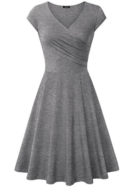 solid color fit and flare dress