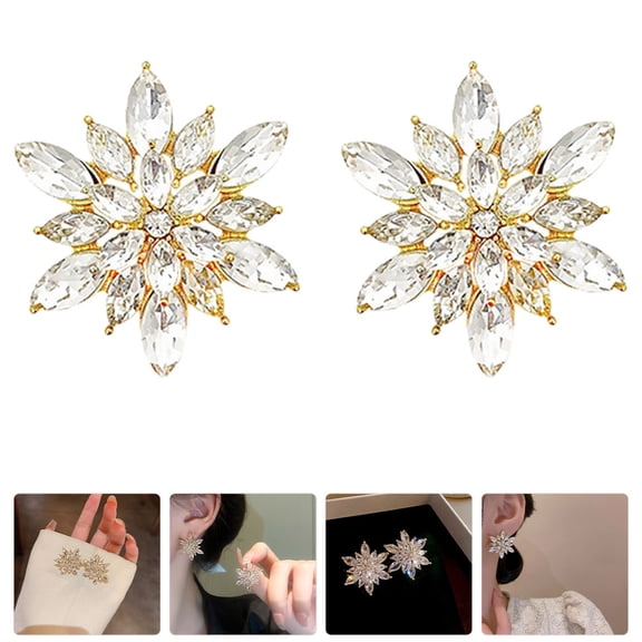 UPOUART 1 Pair Rhinestone Snowflake Earrings for Women Daily Wear Jewelry