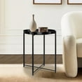 thumbnail image 4 of Cerbior Metal Tray End Table, Round Accent Coffee Side Table, Anti-Rust and Waterproof Outdoor Small Side Table, Indoor Modern Sofa Side Table Bedside Table for Living Room Bedroom Balcony (Black), 4 of 10
