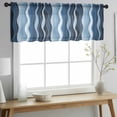 thumbnail image 2 of Abstract Blue Moire Valance Curtains for Kitchen/Living Room/Bathroom/Bedroom Window,Rod Pocket Small Topper Half Short Window Curtains Sheer Scarf,Gradient Coastal Ocean Geometric Waves 42"x12", 2 of 8
