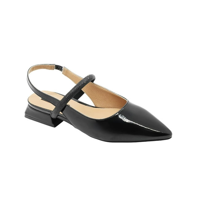 Flat Balerina Dama Color Negro Tacon Ancho Salamandra Correa negro 24.5