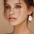 thumbnail image 5 of Christmas Wooden Printed Drop Earrings for Unique Holiday Style, 5 of 5