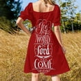 thumbnail image 4 of Joy to the World the Lord is Come - Christian Religious Christmas Carol Chalkboard Lettering - Red Sleeveless Dress, 4 of 7