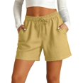 thumbnail image 3 of JUUNthy Womens Cotton Shorts, Elastic Waist Daily Wear Comfort Loose Summer Casual Shorts with Pockets Black XL, 3 of 9