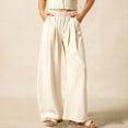 thumbnail image 2 of WAVSUF Girls Pants, with Side Pockets Wide Leg High Waist Casual Comfort Soft Trousers Beige 6, 2 of 10