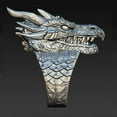 thumbnail image 2 of EGNMCR Rings Domineering Men's Personality Silver Dragon Head Ring Ring ring, 2 of 2