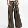 thumbnail image 4 of Wide Leg Pants for Women Elastic Waist Drawstring Palazzo Pants Casual Baggy Flowy Lounge Trousers with Pockets, 4 of 7