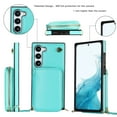 thumbnail image 3 of Crossbody Wallet Case for Samsung S22, RFID Blocking PU Leather Zipper Handbag Purse Flip Cover, Kickstand Case with Card Slots Holder Wrist Strap Lanyard for Samsung Galaxy S22, Mint, 3 of 12