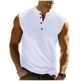 thumbnail image 2 of XUNKUSGA Tank Tops Men Fashion Sleeveless Slim Fit Henley Shirt Lightweight Workout Gym Men's Tank Tops Casual Basic Summer Beach Tops with Button S-3XL White, 2 of 6