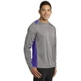 thumbnail image 4 of Sport-Tek Long Sleeve Heather Colorblock Contender Tee St361ls - Vintage Heather/ Purple - XL, 4 of 6
