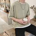 thumbnail image 3 of Camisas s Para Hombre Verano masculino sólido casual popularidad camiseta más tamaño media manga blusa tops (Green, M), 3 of 7