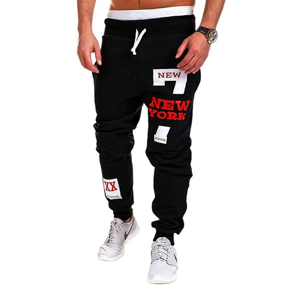 COTTORY Pantalon de Jogging Décontracté Harem pour Hommes Noir Moyen