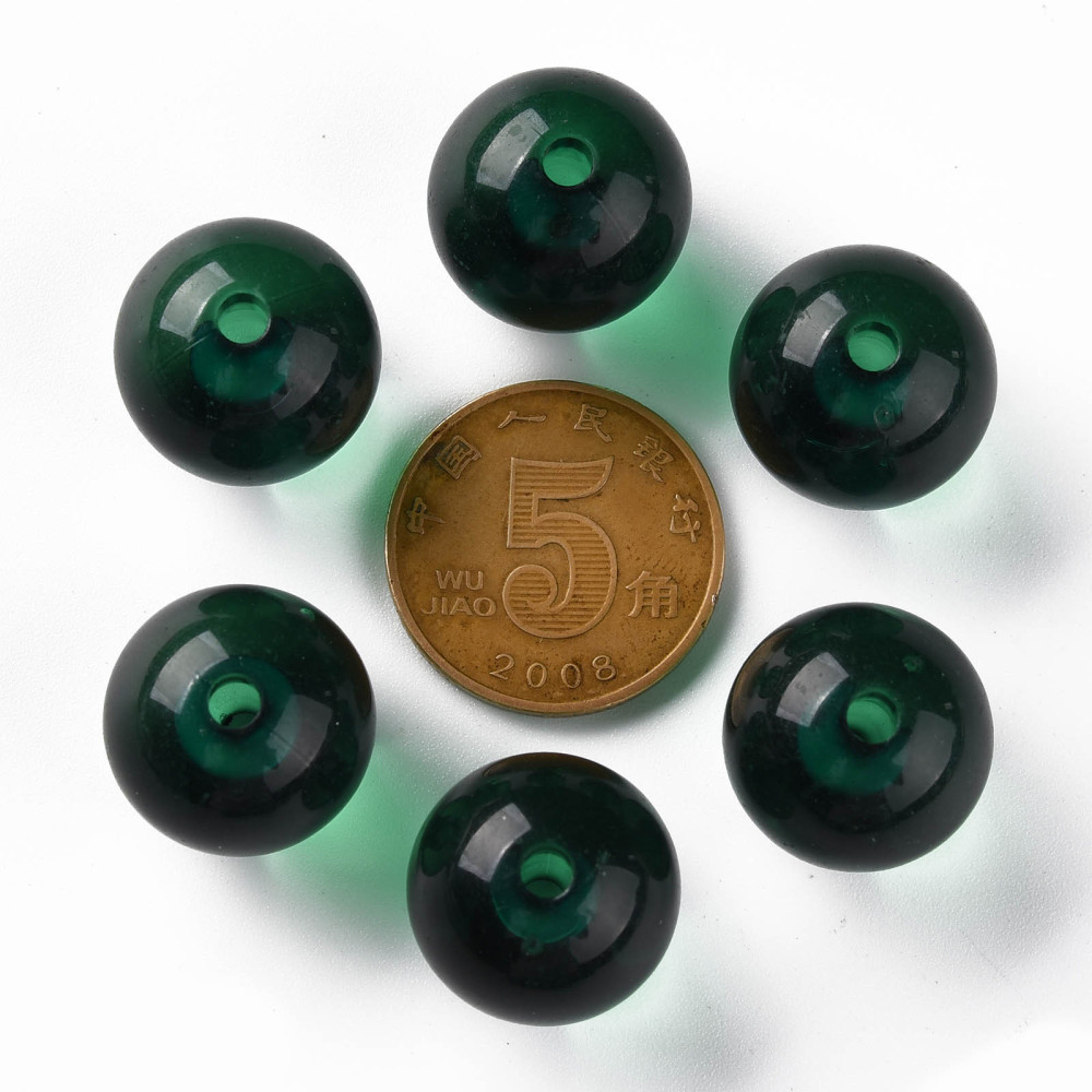 Transparent Acrylic Beads Round Green 16x15mm Hole: 2.8mm about 220pcs/500g