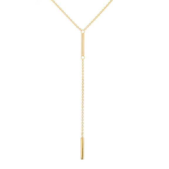 14K Yellow Gold Lariat Bar Necklace with 18 inch chain