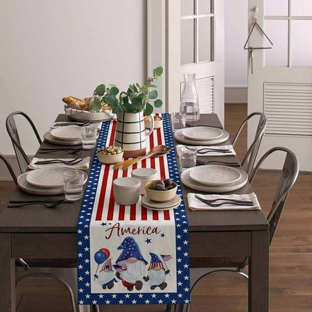 

〖CFXNMZGR〗Table Cloth 4Th Of July Table Runner 13 X 72 Inches Patriotic Memorial Independence Day Decoration Linen Table Runners For Farmhouse Kitchen Dining Holiday Birthday Party 13 X 72