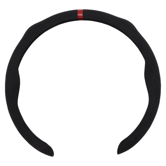 Unique Bargains Suede Steering Wheel Cover ABS Car Steering Wheel Protector 14.96" Black Red 1 Pc