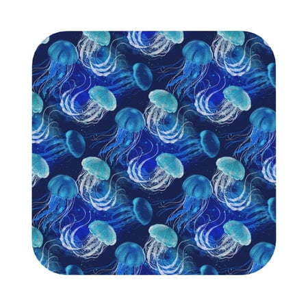 

Matuu Glowing Jellyfish Pattern for Cup Coasters Set of 6 Leather Coasters Desk Coasters for Office Measures 4” x 4” Square