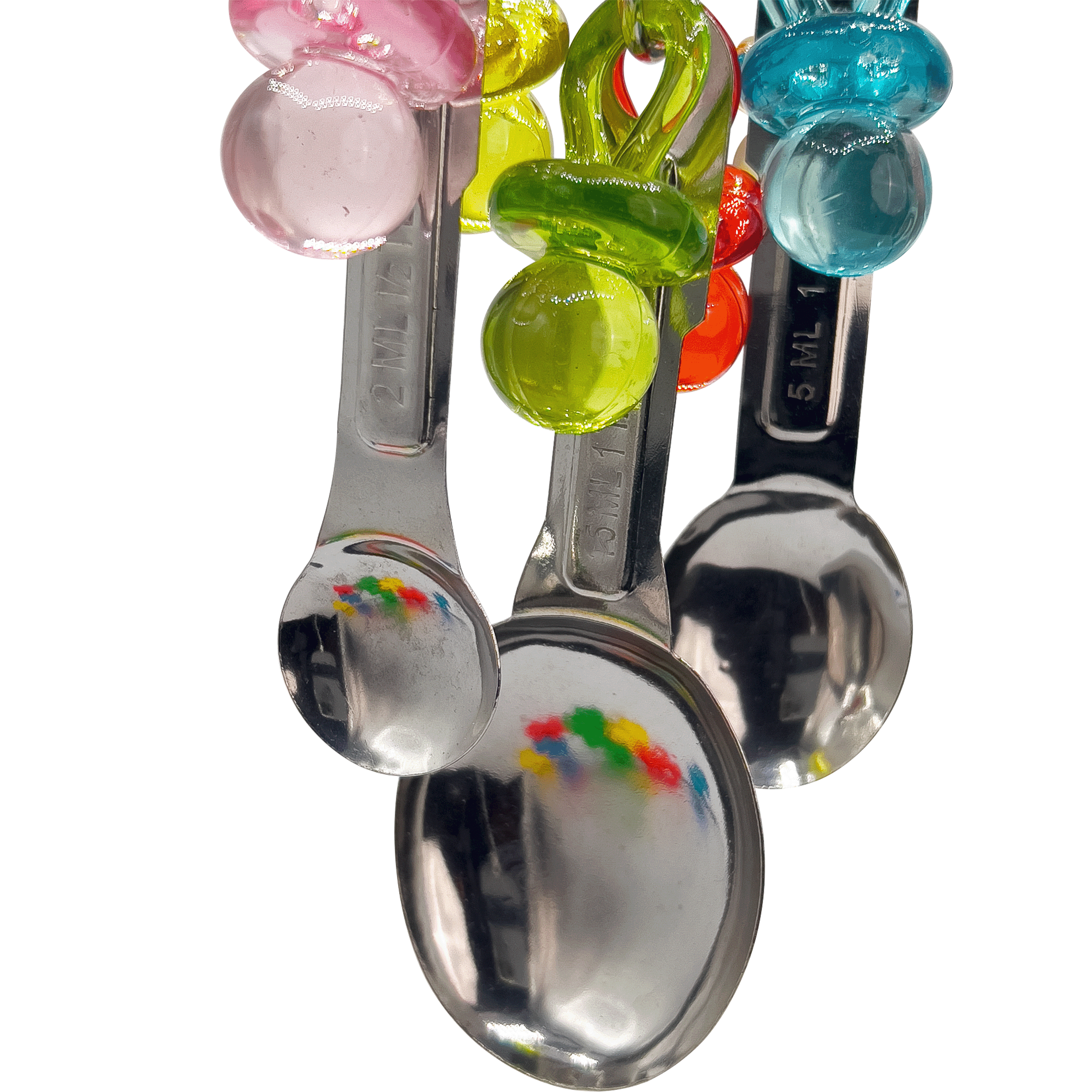1015 Spoon Shine Paci M&M Bird Toys - Brightly Colored Noisy Shiny Toy