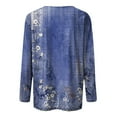 thumbnail image 5 of TSADFHJI Hauts pour Femmes Automne Mode Décontractée Imprimé Col Rond Manches Longues Chandail T-Shirt TG Bleu, 5 of 5